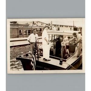 Antique 1940's Elmer's Boat and Dick going on - Black & White Photography Photos